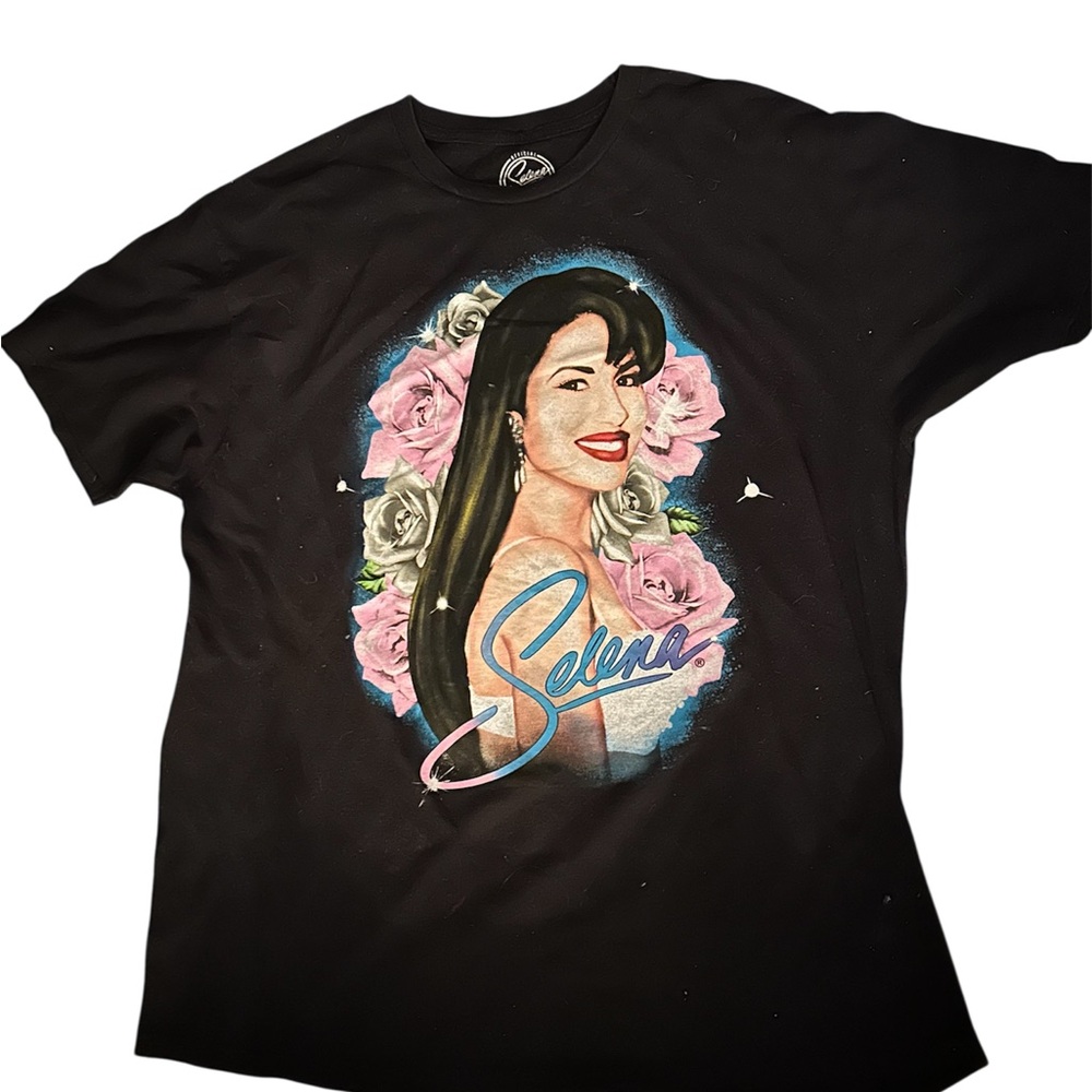 Women's Black Graphic Tee with Floral Design